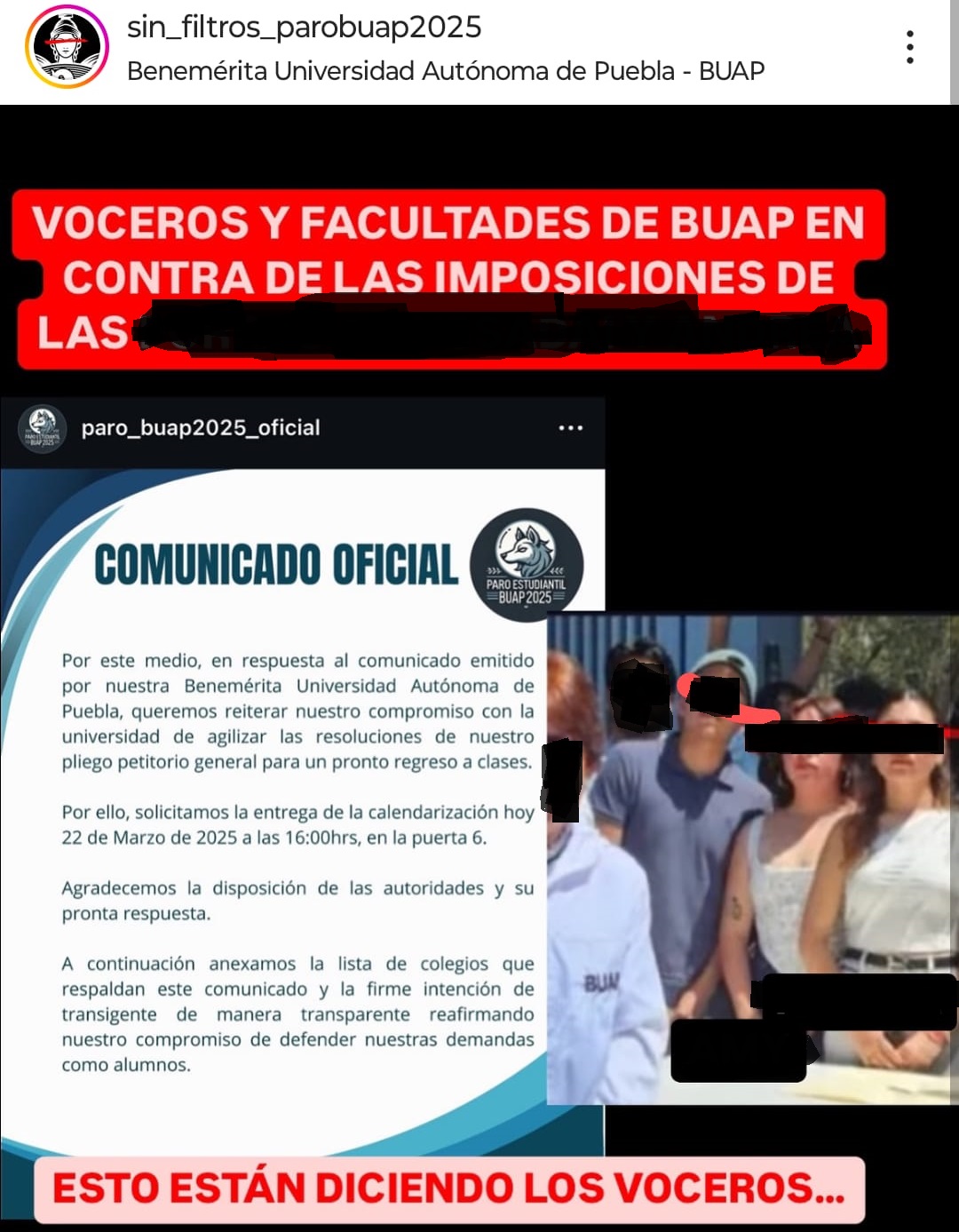 Estudiantes en paro de BUAP acusan que un grupo busca negociar con rectoría por debajo de la mesa
